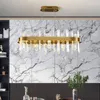 Lustres de luxo moderno lustre de cristal para sala de jantar sala de estar retangular pendurar luminária dourada decoração de casa lâmpada led