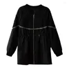 Женские траншеи Coats Casual Tops 2023 Весенняя осенняя молния для женской одежды Harajuku Slim Black Breaker Girls Overwear BC149