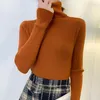 Kvinnors tröjor 2023 Fashion Autumn Winter Turtleneck tröja Kvinnor Knitwear Pullover Casual Tops Ladies Elastic Skinny Bottom Shirt