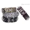 Whole-2inch Wide Sharp Spikes Studded Horn Nails Leather Dog Collars For Pitbull Mastiff SIZE M L 341B