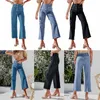 Women's Jeans Jean Capris For Women Wide Leg Stretchy High Waist Crop Denims Pant