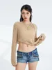 Kvinnors T -skjortor Kvinnor S Boho Lace Crochet Knit Crop Top Beach Cover Up Y2K Sheer Long Sleeve Bikini Pullover tröja