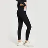 Calças Active Calças femininas Hip Up Ioga Fitness Leggings macias de náilon esportivas com bolsos Meias-calças atléticas Cintura alta Corrida na academia