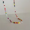 Choker ALLME Cute Lovely Candy Color Acrylic Beads Strand Beaded Necklaces For Women Necklace Statement Party Holiday Jewelry