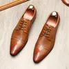 Män äkta läderklänningskor Black Italian Business Shoes Lace Up Formal Wedding Elegant Party Oxford Shoe Storlek 11 12 12