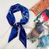 Scarves Oil Painting Artistic Style Narrow Long Silk Scarf Women Luxury Head Neck Satin Bag Ribbon Lady Hair Tie Band