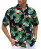 Camicie casual da uomo Tropic Leaf Print Moda uomo Camicia hawaiana Vocation Beach Camicetta Aloha Risvolto Cuba Camicette Abbigliamento