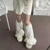 Vrouwen Sokken Bont Boot Manchetten Lange Warmer Japanse Harajuku JK Lolita Boho Sok Sets Dij Kousenband Winter