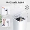 صناديق النفايات Sdarisb Smart Sensor Trash Can Automatic Kicking White Garbage Bin للمطبخ الحمام مقاوم للماء 8 5 12L Electric 230804
