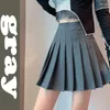 Jupes Lucyever couleur unie plissée femmes mode taille haute Style Preppy Mini jupe femmes coréen Chic rue a-ligne XXL