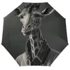 Umbrellas Giraffe 8 Ribs Automatic Umbrella Dapper Clothing Black Coat Portable Windproof For Men Women