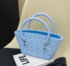 Fashion girls totes children jelly bags mini woven crossbody handbag beach shoulder bag