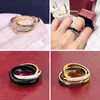 Anneaux de mariage classique en acier trois couleurs trois anneaux bague en or rose hommes et femmes romantique luxe Couple bijoux 230804