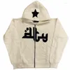 Sweats à capuche pour hommes Sweat à capuche zippé Fashion Star Graphics Print Sweat Homme Gothique Sport Manteau Manches Longues Veste Surdimensionnée Tricolore