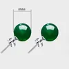 Boucles d'oreilles à tige 2023 charme ethnique 925 argent pour femmes perles de Jade vert boucle d'oreille femme calcédoine pierres précieuses bijoux fins