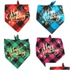 Hundkläder 4 färger triangar halsduk Happy Birthday Dogs Plaid Bandanas Pet Decoration Supplies Drop Delivery Home Garden DHI28