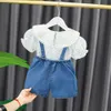 Clothing Sets Summer Girls Clothes Sets Small Flower New Fashion Style From to Years Old Children Clothes T-shirt Short Baby Suit R230805