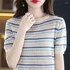 Frauen Blusen Mode Oansatz Gestrickte Casual Gestreifte Bluse Kleidung 2023 Herbst Alle-spiel Pullover Tops Lose Pendeln Hemd