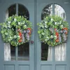 Decorative Flowers Simulated Flower Wreath Wall Hanging Home Bow Knot White Pumpkin Decoration Holiday Door Ornament Farmhouse Decor