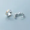 Hoop Earrings Inner 0.9cm Daisy Flower 925 Silver Woman Earring Drip Glue Jewelry Small For Women Female Girls