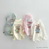 Jacken 2023 Sommer Neue Baby Langarm Baumwolle Strickjacke Dünne Atmungsaktive Säuglings Mädchen Sonnencreme Jacke Jungen Niedlichen Bären Druck Mantel kleidung R230805