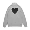 2023 New Play Peach Heart Cardigan Coat Back Large Black Heart Standing Collar Sweater for Men and Women Parent-child