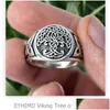 Rings Eyhimd Detail Black 316L Stainless Steel Skl Ring Horned Satan Devil Punk Bike 220826 Drop Delivery Jewelry Dh2Ae