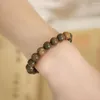 Strand Chinese Retro Green Sandalwood Buddha Beads Bracelet Wooden Beaded Root Bracelets Women Men Handmade Bangles Jewelry
