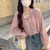 Camicette da donna Rosa Carino Papillon Top Camicie di base Donne larghe Retro Vintage Stile preppy Ragazze Chic Giappone Corea Abbigliamento Design Blusas