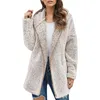 Sweats à capuche pour femmes laine artificielle couleur unie pull à capuche chaud longs manteaux pour femmes vestes lourdes