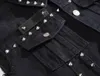 Men's Vests Korean Fashion Slim Denim Vest Casual Motorcycle Punk Rivet Fringe Frayed Tassel Jacket Black Jeans Coat Tank Top