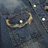 Herrenjacken Trendige Marke Hohe Qualität Nähte Jeansjacke Für Männer Mode Blau Zerrissene Taste Jean Outfit Mantel Streetwear