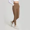 Calças Active Calças femininas Hip Up Ioga Fitness Leggings macias de náilon esportivas com bolsos Meias-calças atléticas Cintura alta Corrida na academia