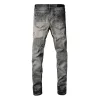 designer women jeans Men's Printed Gray Stretch Denim Jeans Slim Fit Zip Close Details hip hop motorcycle trousers CHG2308052 6.21