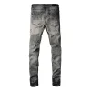 Jeans pour femmes de créateurs Jeans en denim extensible gris imprimé pour hommes Slim Fit Zip Close Details pantalon de moto hip hop CHG2308052 6.21