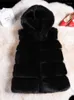 Vrouwen Bont Winter Vrouwen Faux Vest Jas Vrouwelijke Warm Katoen Wit Zwart Grijs Jas Effen Capuchon Casual Mouwloze Jassen Q454