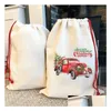 Christmas Decorations Sublimation Blank Santa Sacks Diy Personlized Dstring Bag Gift Bags Pocket Heat Transfer 50X68Cm Drop Delivery H Dhswo