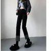 Kvinnors jeans 2023 byxor mönster retro sommar rak cylinder hög midja show tunnhet temperament