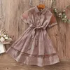 Robes de fille Robes d'enfants pour fille Costumes d'été à manches courtes école Preppy style robe imprimée à carreaux bébé enfants vêtements 9 ans