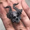 Rings Eyhimd Detail Black 316L Stainless Steel Skl Ring Horned Satan Devil Punk Bike 220826 Drop Delivery Jewelry Dh2Ae