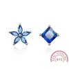 Headpieces Stud Earrings Asymmetrical Simple Blue Flower 925 Sier Needle Zircon For Women Girl Boucle Doreille S-E648 Drop Delivery Pa Dhiob