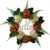 Dekorativa blommor sommaren Hortensia Wreath Artificial Home Decor Vibrant Orange White Floral för ytterdörren