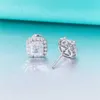 Sterling Silber Vermeil Moissanit Ohrringe Iced Out Vvs Diamanten S925 Asscher Kissen Ohrstecker Hip Hop Luxus Icy Schmuck