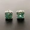 Hip Hop Luxury Jewelry 925 Sterling Silver Vermeil Moissanite Earrings Iced Out Vvs Diamond Green Blue Asscher Cut Studs Earring