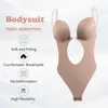 Women's Shapers Bodysuit Shapewear Deep V-Neck Whole Body Shapers Backless Underwear Sexy Thong Women Wedding Slimming Leotard Push Up Corset 230804