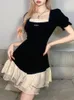 Vestidos de festa Sexy Vestido preto Gyaru Slim Fit Y2k Streetwear Cintura alta Curto Coreano Roupas de moda para mulheres 2023 verão