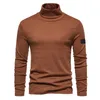 Vestes 2023 Casual Basic Tshirt Simple Mode Modal Col Haut Manches Longues Automne Hiver Hommes Pur Coton Couleur Unie Slim Neck Stone Win