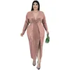 Grande taille automne vêtements pour femmes en gros velours brodé robe perlée Source usine