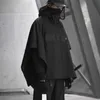 Hommes Trench Coats Punk Mode Cape Vestes Dark Ninja Fonctionnel À Capuche Veste Harajuku Streetwear Coupe-Vent Court 230804