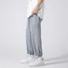 Jeans da uomo Ins Fashion Men Baggy Harem Classic Straight Gamba larga Pantaloni in denim coreano Maschile Allentato Azzurro Qualità casual